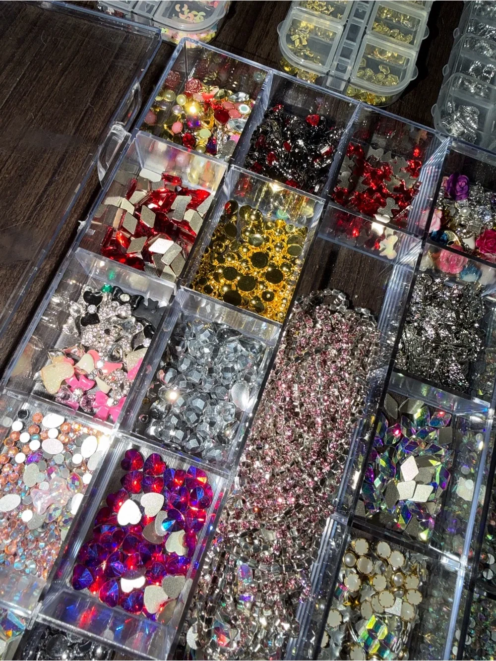 HUGE collection of nail art supplies rhinestones , crystals , hello kitty& more